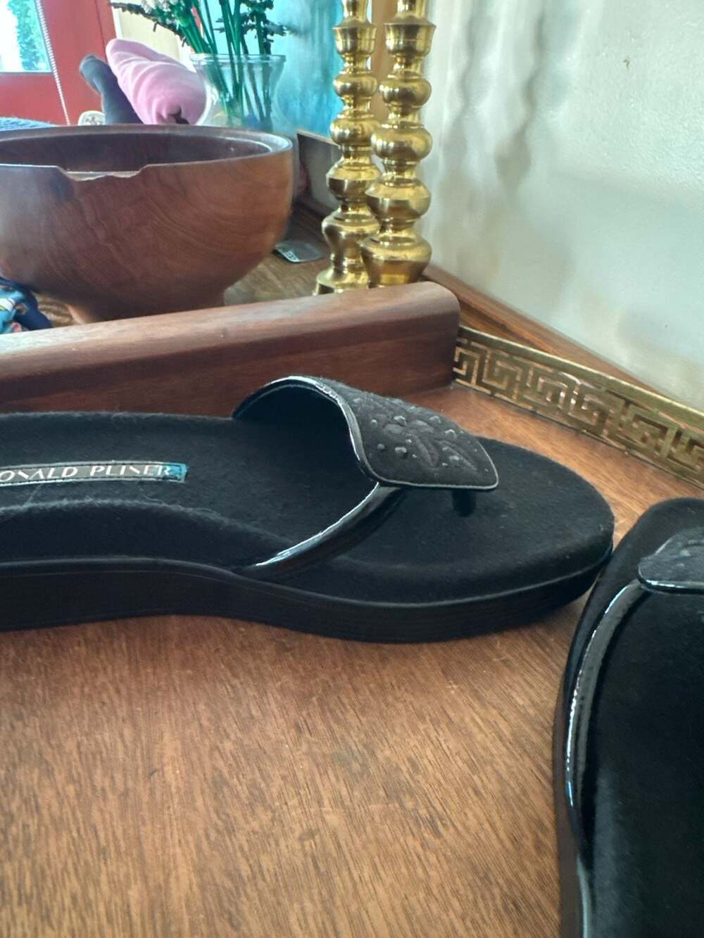 Donald Pliner Fifi Floral Embellished Wedge Thong Sandals - Picture 7 of 7